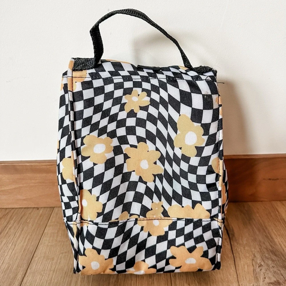 Vans Off The Wall Lunch Box Floral Checkered Black And White‎ Insulated